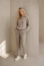 Adeline | Women Polo Collar Knit Sweater and Harem Pants Two Piece Set