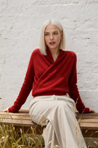 Beatrix | Women Crossover Collar Knit Sweater
