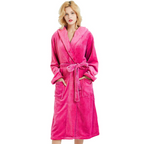 Women's Hooded Fleece Bathrobe – Long Soft Robe with Pockets