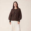 Daphne | Women Chunky Knit Crew Neck Button Cardigan