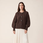 Daphne | Women Chunky Knit Crew Neck Button Cardigan
