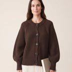 Daphne | Women Chunky Knit Crew Neck Button Cardigan