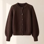 Daphne | Women Chunky Knit Crew Neck Button Cardigan