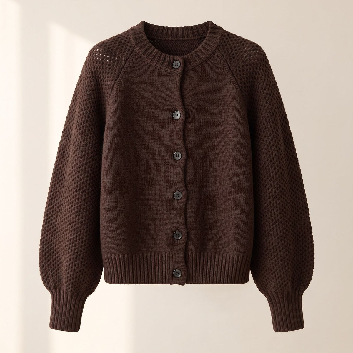 Daphne | Women Chunky Knit Crew Neck Button Cardigan