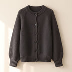 Daphne | Women Chunky Knit Crew Neck Button Cardigan