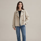 Audrey | Women Cropped Trench Jacket with Drawstring Hem