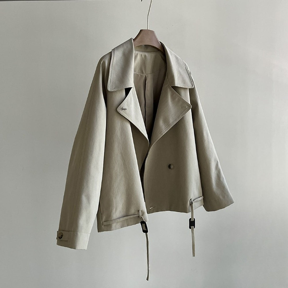Audrey | Women Cropped Trench Jacket with Drawstring Hem