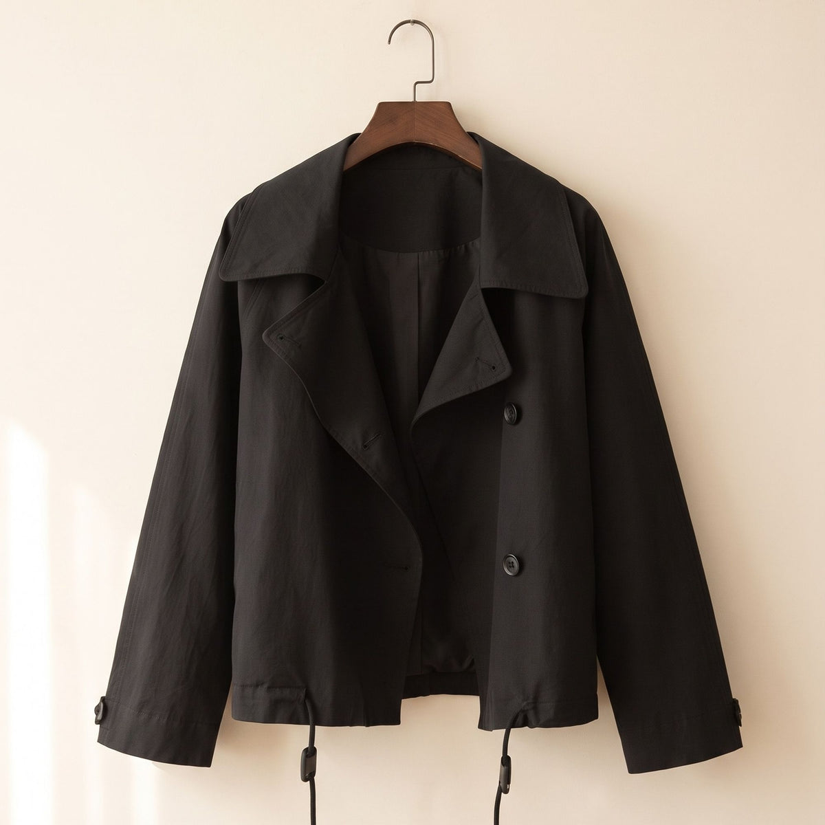 Audrey | Women Cropped Trench Jacket with Drawstring Hem