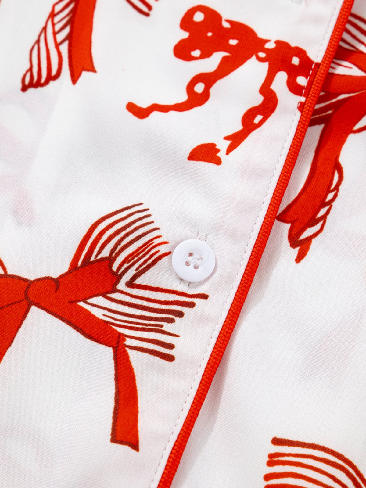Caroline | Women Christmas Bow Print Button Up Pajama Set