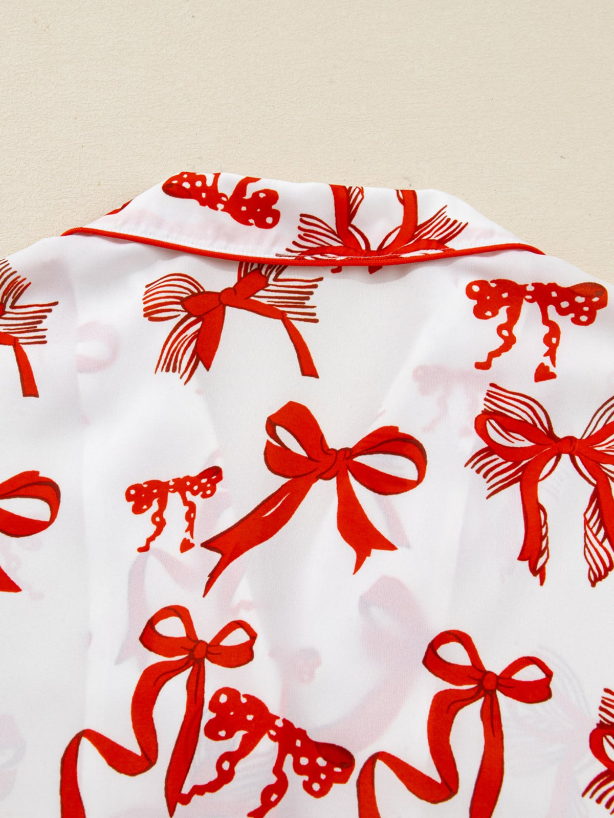 Caroline | Women Christmas Bow Print Button Up Pajama Set