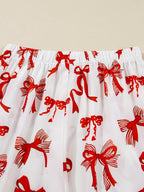 Caroline | Women Christmas Bow Print Button Up Pajama Set