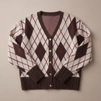 Bonnie | Women Argyle V Neck Button Cardigan