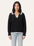 Edith | Women Contrast Trim Polo Collar Knit Sweater