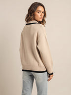 Edith | Women Contrast Trim Polo Collar Knit Sweater
