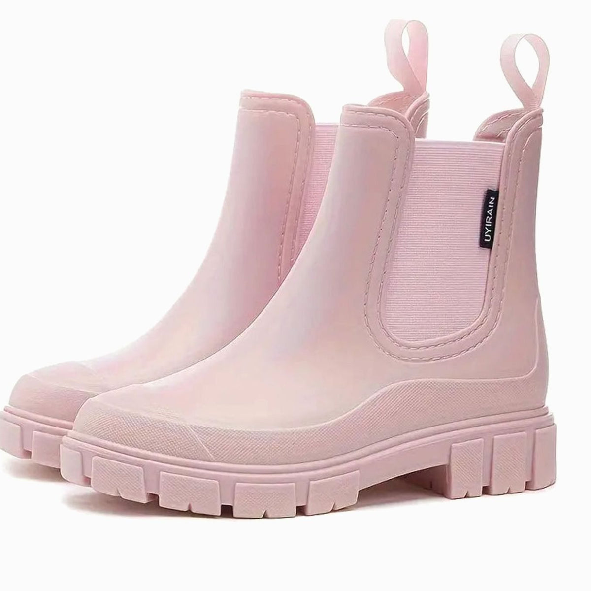 Women's Slip-On Chelsea Boots with Block Heel – Lug Sole Water-Repellent Ankle Boots