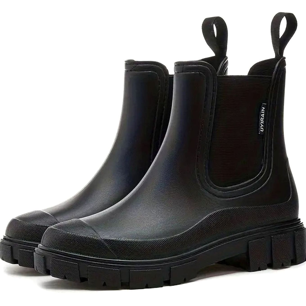 Women's Slip-On Chelsea Boots with Block Heel – Lug Sole Water-Repellent Ankle Boots