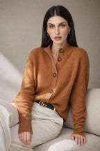 Eloise | Women Mock Neck Statement Button Knit Cardigan