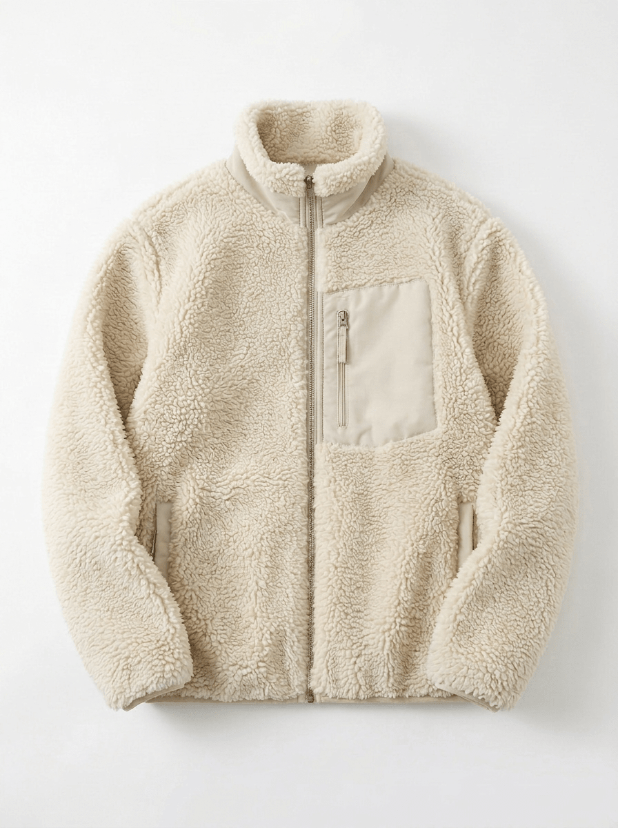 Women's Sherpa Fleece Zip Jacket – Relaxed Fit Teddy Jacket with Pockets