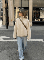 Women's Sherpa Fleece Zip Jacket – Relaxed Fit Teddy Jacket with Pockets