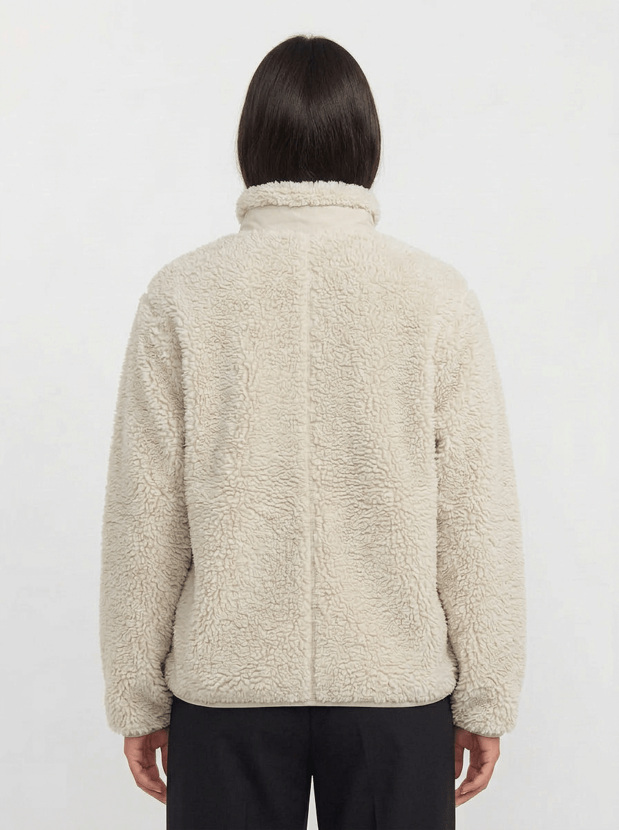 Women's Sherpa Fleece Zip Jacket – Relaxed Fit Teddy Jacket with Pockets
