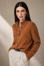 Eloise | Women Mock Neck Statement Button Knit Cardigan