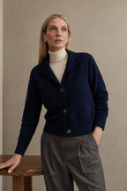 Eloise | Women Mock Neck Statement Button Knit Cardigan