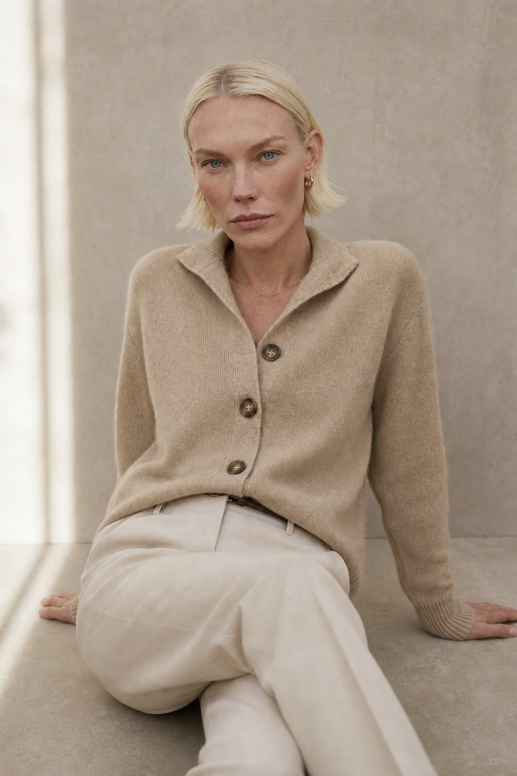Eloise | Women Mock Neck Statement Button Knit Cardigan