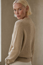 Eloise | Women Mock Neck Statement Button Knit Cardigan