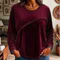 Women's Crew Neck Tunic - Long Sleeve Sweater Dress with Fringe Details