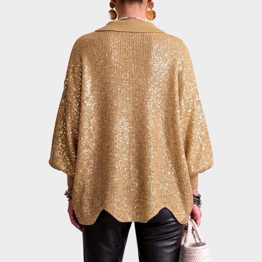 Opal | Women Oversized Gold Button Knit Cardigan