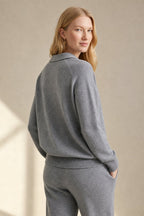 Adeline | Women Polo Collar Knit Sweater and Harem Pants Two Piece Set