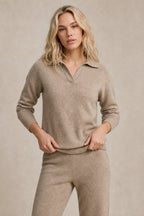 Adeline | Women Polo Collar Knit Sweater and Harem Pants Two Piece Set