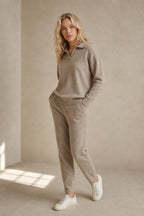 Adeline | Women Polo Collar Knit Sweater and Harem Pants Two Piece Set