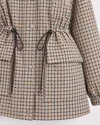 Women's Plaid Utility Jacket – Snap-Front Drawstring Waist Shacket