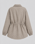 Women's Plaid Utility Jacket – Snap-Front Drawstring Waist Shacket