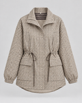 Women's Plaid Utility Jacket – Snap-Front Drawstring Waist Shacket