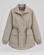 Women's Plaid Utility Jacket – Snap-Front Drawstring Waist Shacket