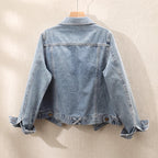 Women's Cropped Denim Trucker Jacket – Washed Classic Jean Jacket