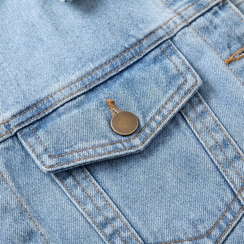 Women's Cropped Denim Trucker Jacket – Washed Classic Jean Jacket