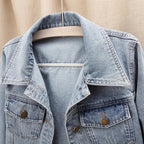 Women's Cropped Denim Trucker Jacket – Washed Classic Jean Jacket