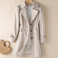 Women's Puff Shoulder Trench Coat – A-Line Mid-Length Romantic Trench