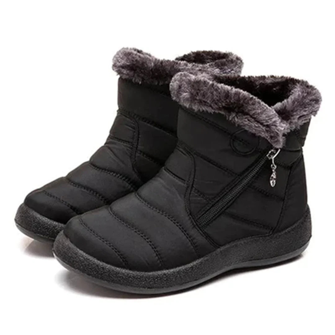 Quilted Snow Boots Women – Womens Winter Boots with Faux Fur Trim & Side Zip
