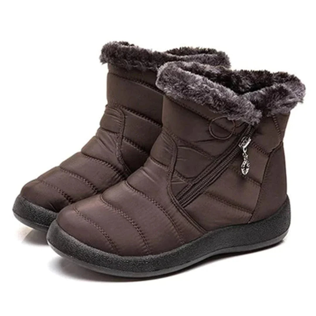 Quilted Snow Boots Women – Womens Winter Boots with Faux Fur Trim & Side Zip