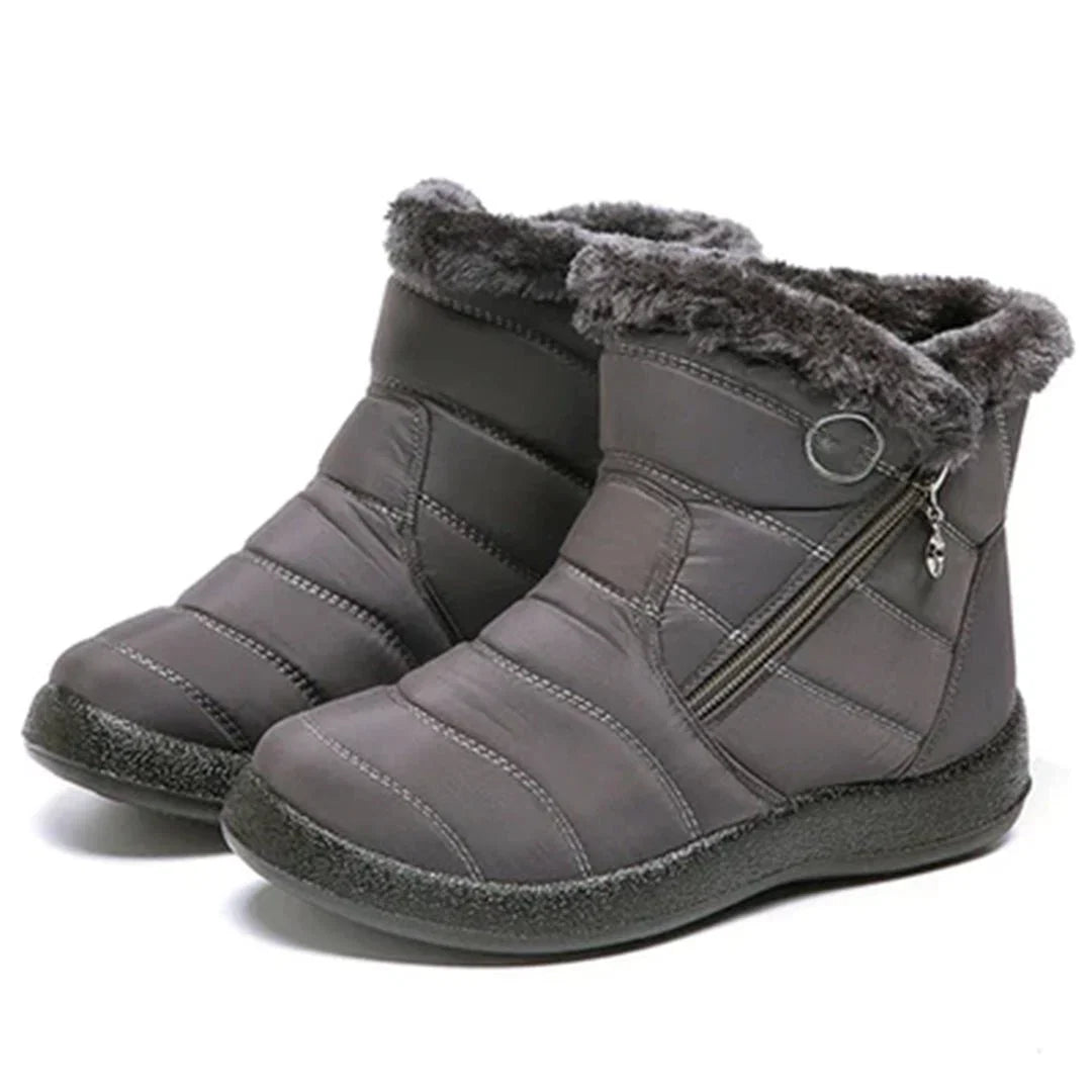 Quilted Snow Boots Women – Womens Winter Boots with Faux Fur Trim & Side Zip