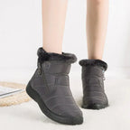 Quilted Snow Boots Women – Womens Winter Boots with Faux Fur Trim & Side Zip