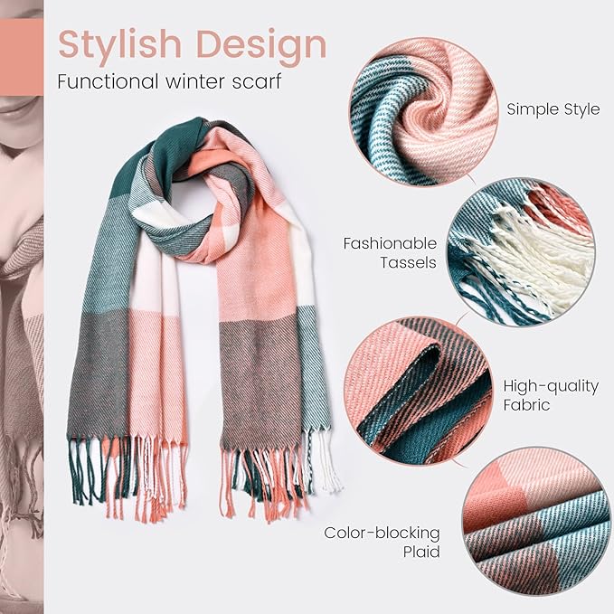 Women's Soft Plaid Winter Scarf – Oversized Checked Wrap Scarf