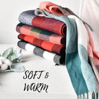 Women's Soft Plaid Winter Scarf – Oversized Checked Wrap Scarf