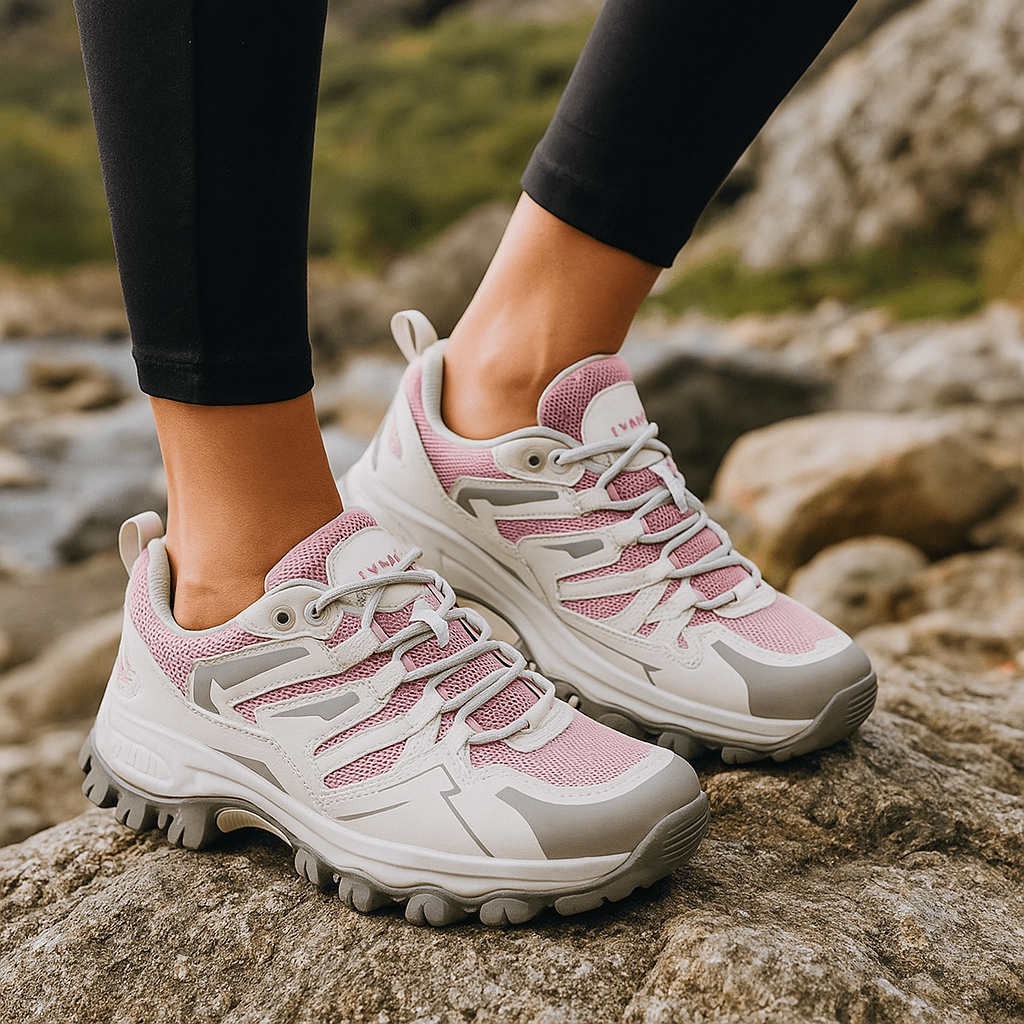 Women's Hiking Shoes – Breathable Lace-Up Trail Sneakers with Slip-Resistant Sole