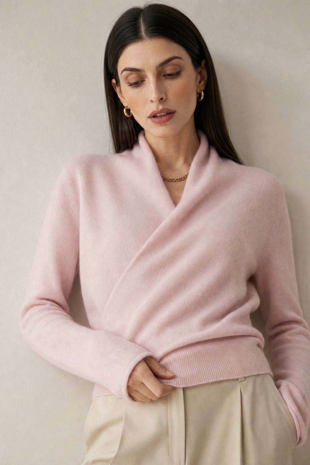 Beatrix | Women Crossover Collar Knit Sweater
