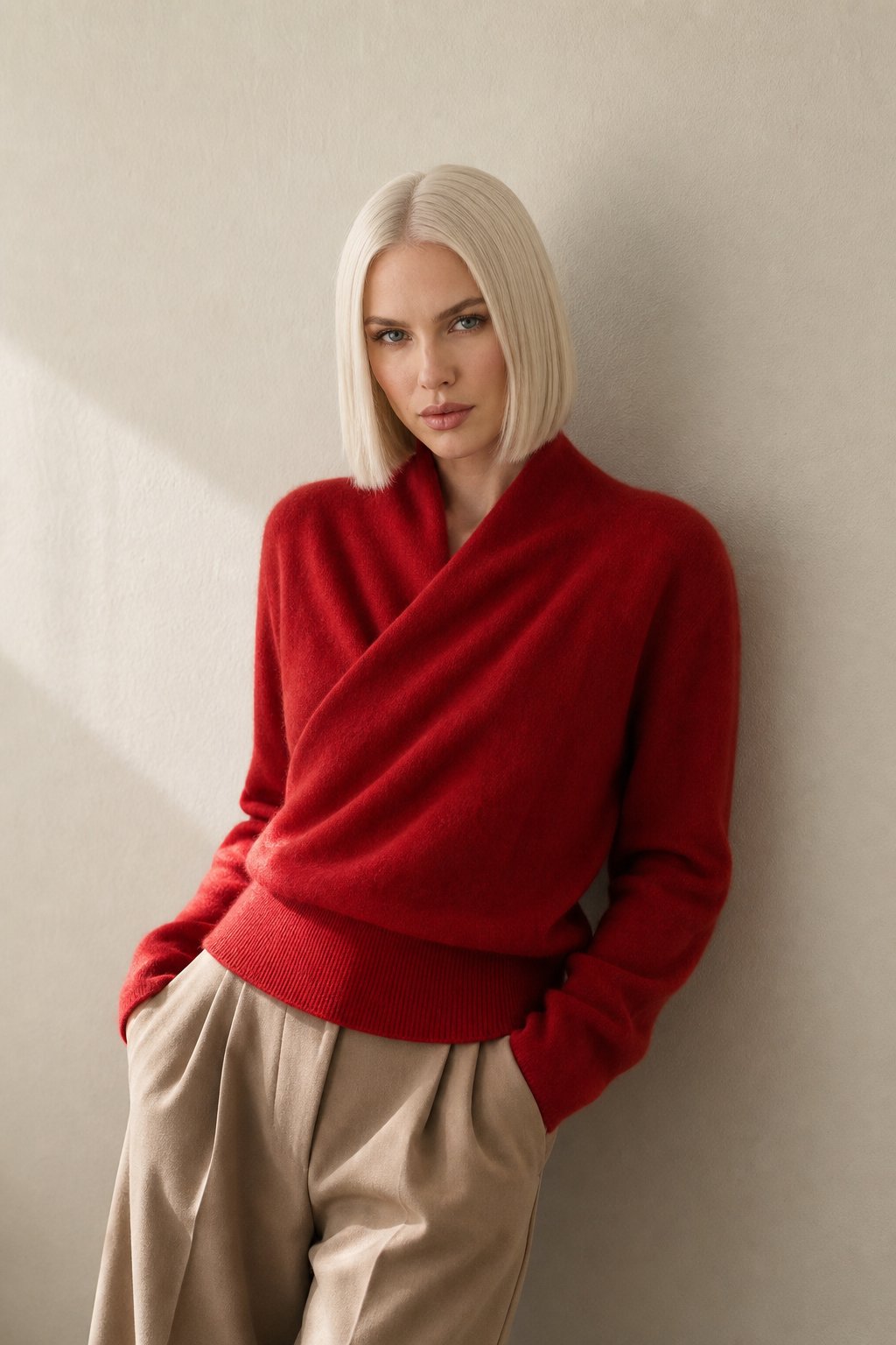 Beatrix | Women Crossover Collar Knit Sweater